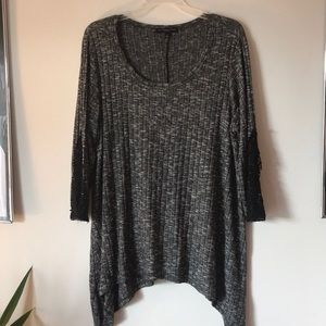 Ribbed Top with Lace Detail